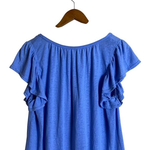 Max Studio‎ light blue linen blend knit shirt - Picture 6 of 8